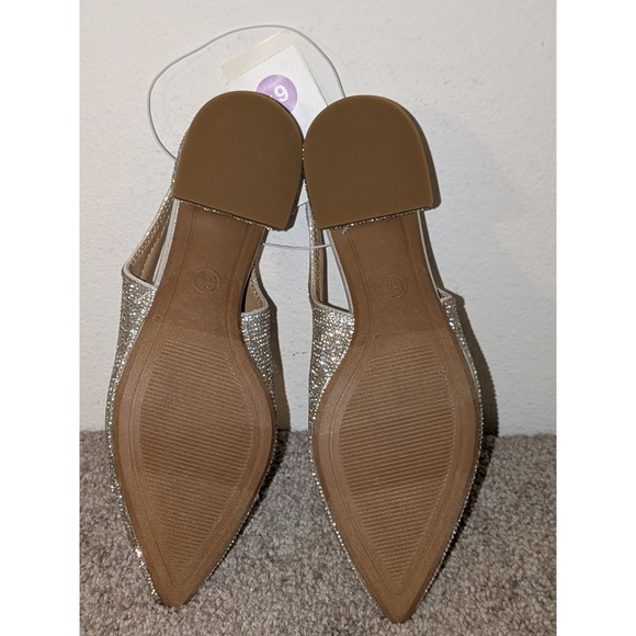 A New Day Women's Silver Rhinestone Slingback Pointed Toe Low Size 6.5 NWT - Picture 4 of 8